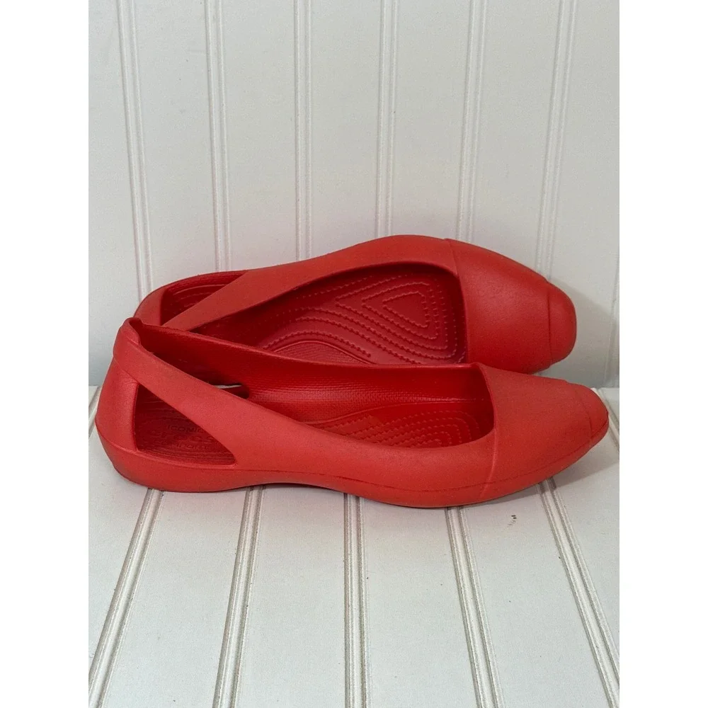 Crocs Sienna Flat Women Size 8 Red Orange Slip - On Shoes